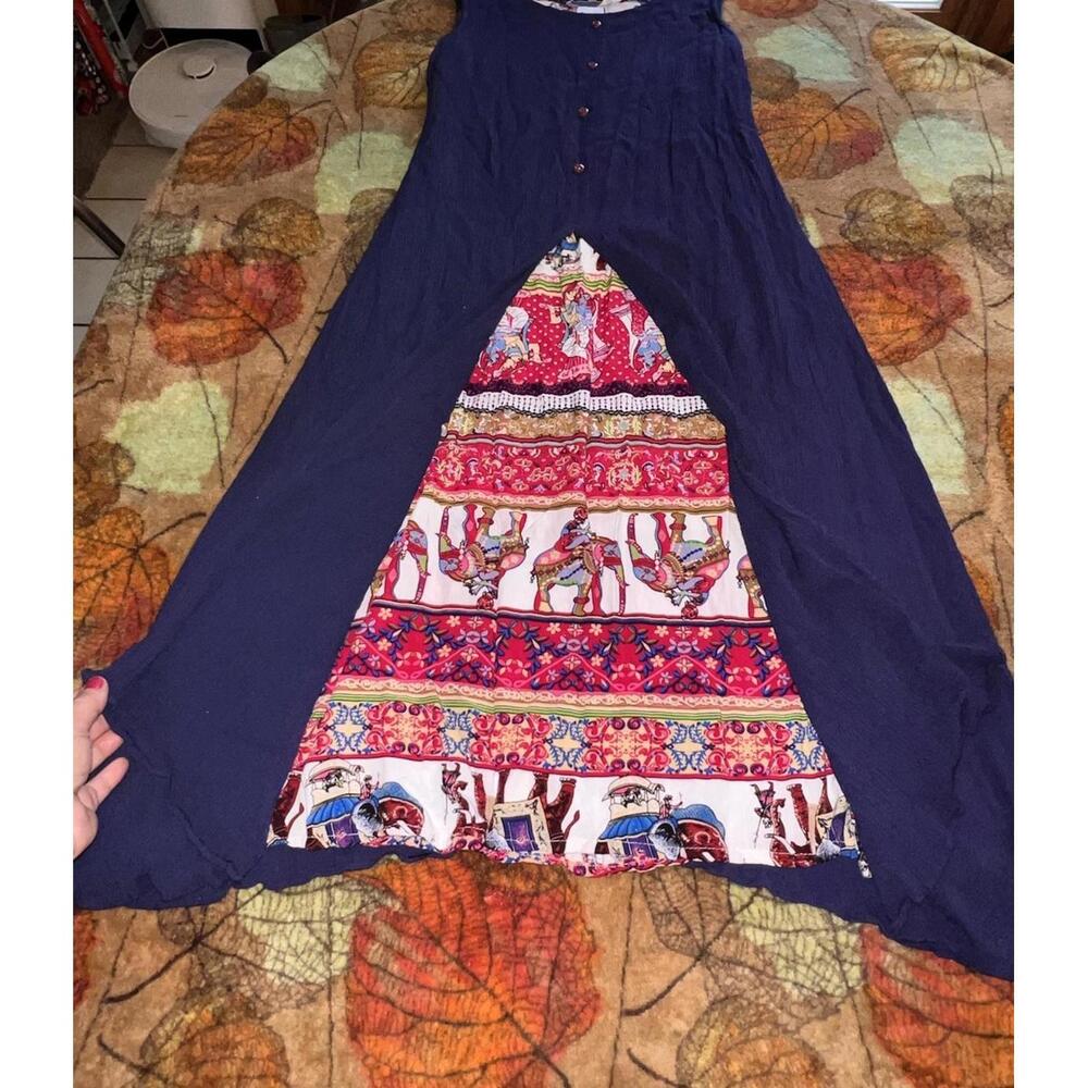 Neeru Kumar Navy Blue Handwoven Tank Midi Bohemian Dress S - Picture 4 of 11